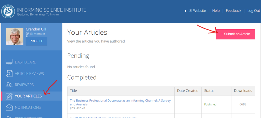 Submitting an article